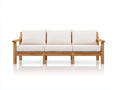 Canapé de jardin - bois-tissu - 215x82x76 cm - naturel-blanc - moderne