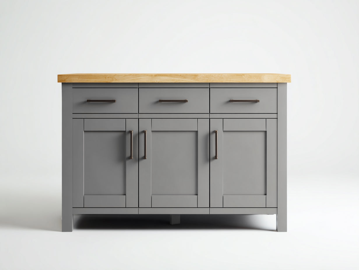 Buffet-MDF-bois-130x46x92 cm-gris-bois naturel-style moderne