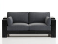 Canapé 2 places-tissu-bois-172x84x82 cm-gris-noir-style contemporain