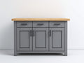 Buffet-MDF-bois-128x45x88 cm-gris foncé-bois clair-style contemporain