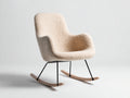 Fauteuil à bascule-tissu bouclé-métal-bois-78x85x93 cm-crème-noir-bois naturel-style moderne