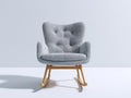 Fauteuil à bascule-tissu-bois-76x84x90 cm-gris clair-bois naturel-style scandinave