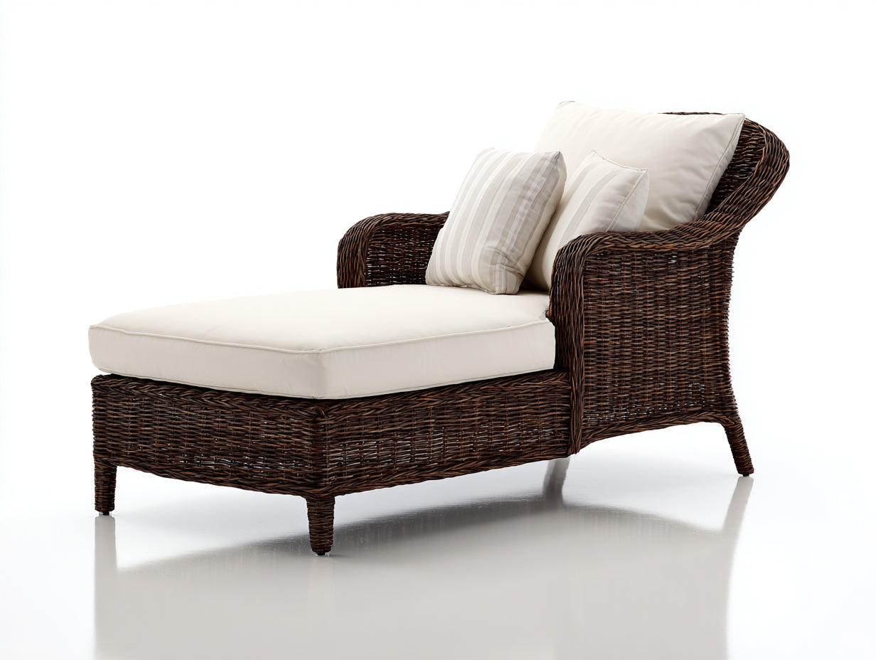 Bain de soleil - résine tressée - 172x76x84 cm - marron-écru - style naturel