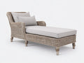 Bain de soleil - rotin - bois - 177x76x85 cm - naturel-gris clair - style campagne