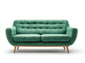 Canapé 2 places-tissu-bois-166x83x81 cm-vert menthe-bois naturel-style vintage