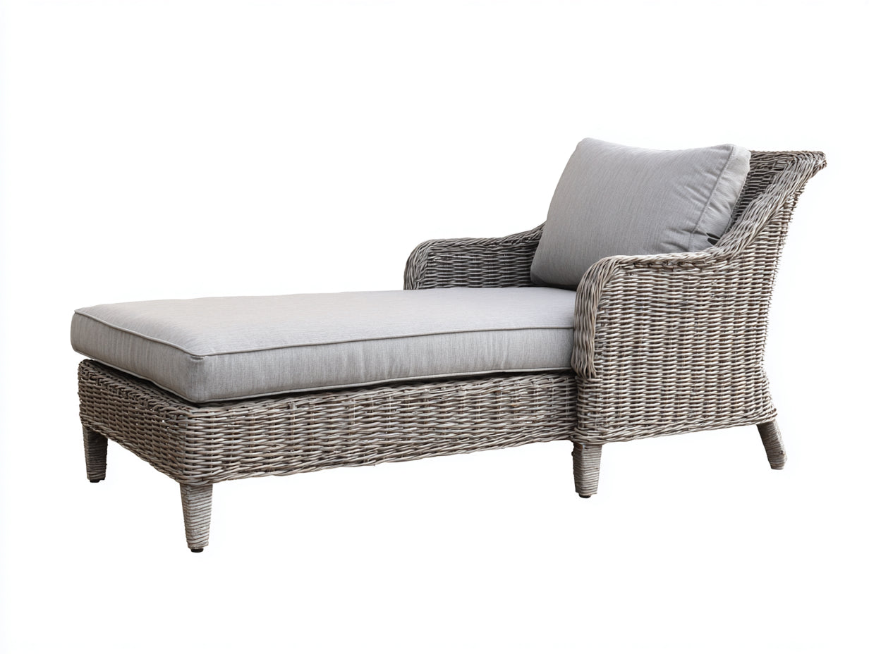 Bain de soleil - rotin - 176x75x83 cm - gris clair-gris - style contemporain