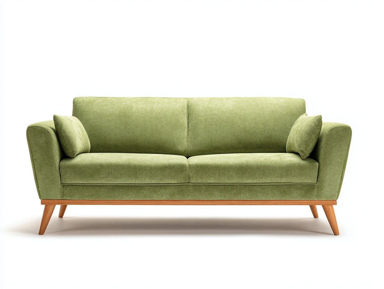 Canapé 2 places-tissu-bois-182x84x81 cm-vert clair-bois naturel-style scandinave