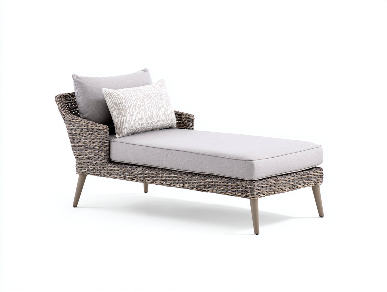 Bain de soleil - rotin - 174x72x80 cm - gris clair-beige - style contemporain