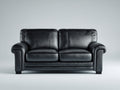 Canapé 2 places-cuir-152x86x88 cm-noir-style classique