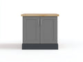 Buffet-MDF-bois-92x42x86 cm-gris clair-bois naturel-style moderne