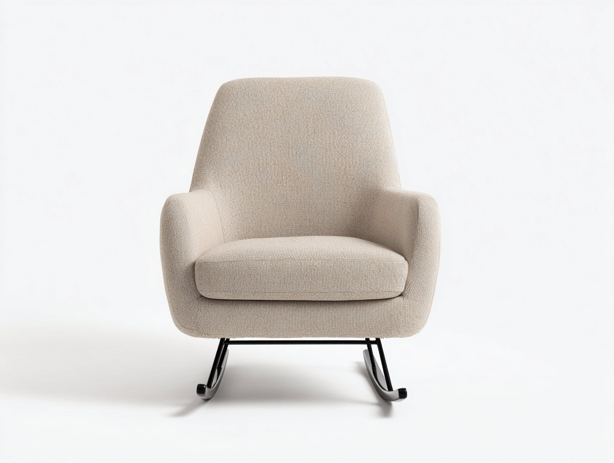 Fauteuil à bascule-tissu-métal-74x83x91 cm-beige-noir-style moderne