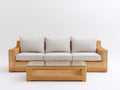 Canapé de jardin - résine tressée-verre-tissu - 218x86x78 cm - naturel-blanc - classique