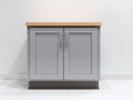 Buffet-MDF-bois-96x41x87 cm-gris clair-bois naturel-style contemporain