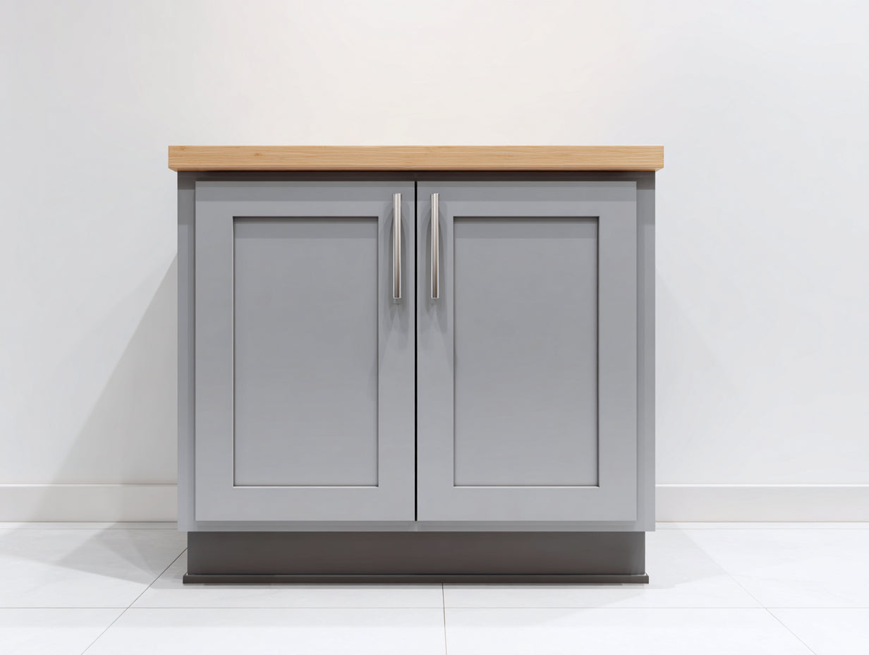 Buffet-MDF-bois-96x41x87 cm-gris clair-bois naturel-style contemporain