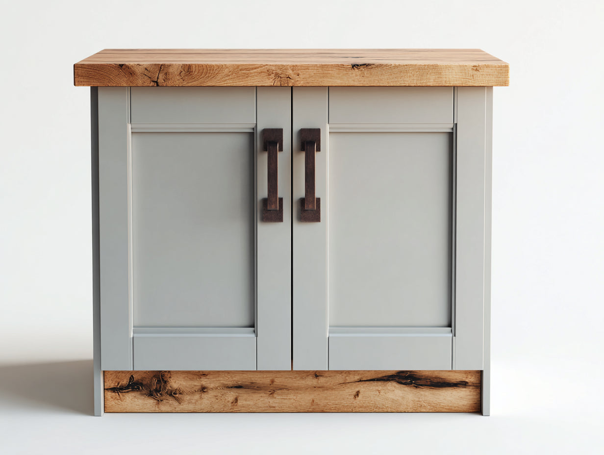 Buffet-MDF-bois-102x45x84 cm-gris clair-bois rustique-style industriel