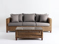Canapé de jardin - résine tressée-verre-bois - 208x84x76 cm - naturel-gris - classique