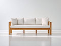 Canapé de jardin - bois-tissu - 205x78x74 cm - naturel-blanc - épuré