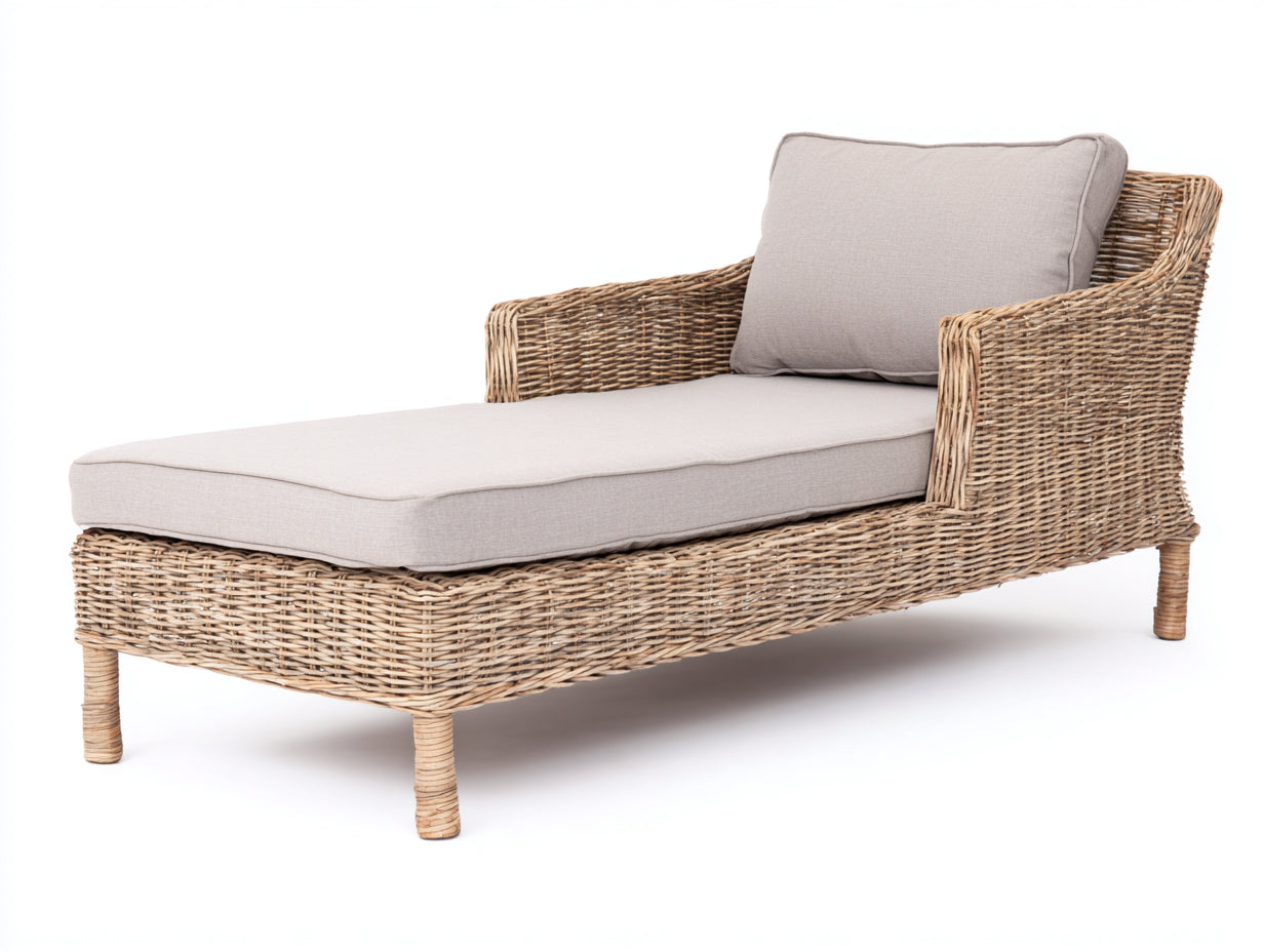 Bain de soleil - rotin - 172x74x81 cm - naturel-beige - style naturel