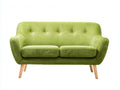 Canapé 2 places-tissu-bois-158x81x80 cm-vert clair-bois naturel-style rétro