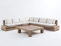 Canapé de jardin - bois-tissu - 285x285x74 cm - naturel-blanc - rustique