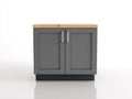 Buffet-MDF-bois-84x39x86 cm-gris foncé-bois naturel-style moderne