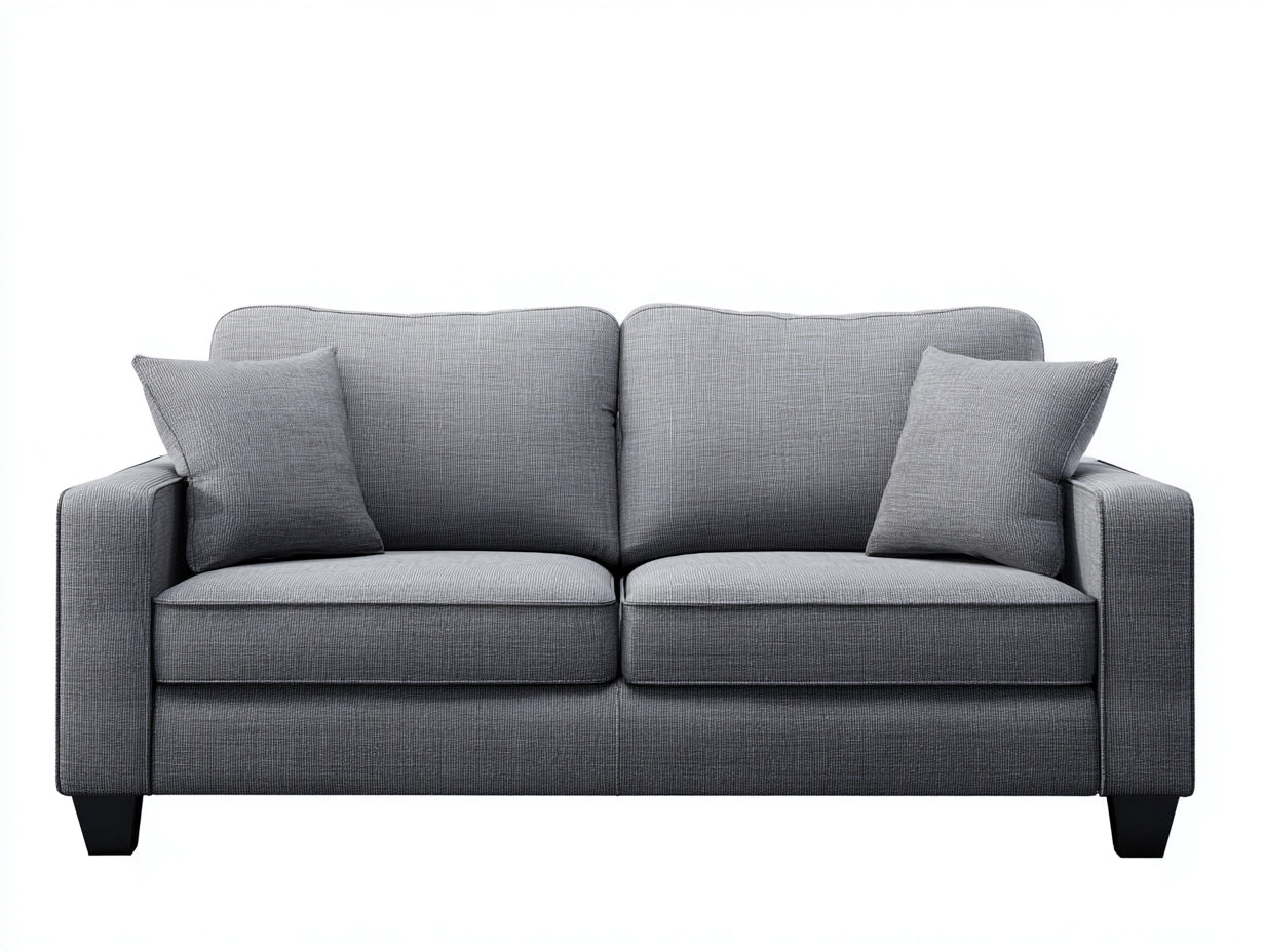 Canapé 2 places-tissu-bois-170x85x86 cm-gris clair-noir-style moderne